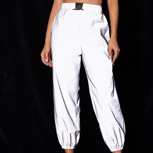 Reflective buckled pants